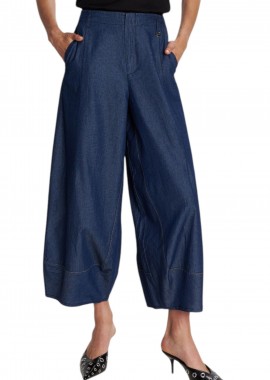 Παντελόνι Υφασμάτινο Ale Ζιπ Κιλοτ Με Denim Όψη 81253004-BLUE Γυναικείο