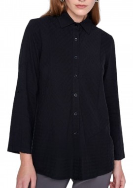 Πουκάμισο Μακρυμάνικο Ale Loose Με Σχέδιο Στο Ύφασμα 82252237-BLACK Γυναικείο