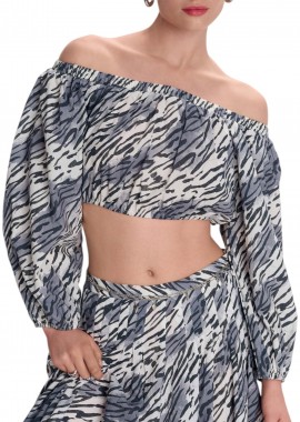 Top Ale Κροπ Τοπ Εμπριμέ 8921019-WHITE Γυναικείο