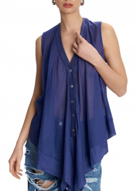 Πουκάμισο Κοντομάνικο Ale Αμάνικο Με Ασυμμετρία 8921180-BLUE Γυναικείο