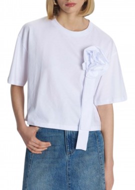 Μπλούζα Κοντομάνικη Ale Με Μπουτονιέρα 8921246-WHITE Γυναικείο