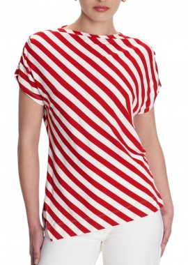 Μπλούζα Κοντομάνικη Ale Με Ριγέ Μοτίβο 8921256-RED Γυναικείο