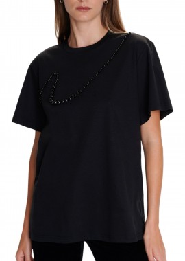 Μπλούζα Κοντομάνικη Ale Με Διακοσμητικά Στοιχεία 8921585-BLACK Γυναικείο