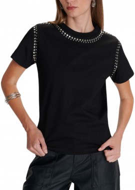Μπλούζα Κοντομάνικη Ale Με Μεταλλικές Λεπτομέρειες 8921587-BLACK Γυναικείο