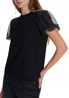 Μπλούζα Κοντομάνικη Ale Με Φουσκωτό Μανίκι 8921900-BLACK Γυναικείο