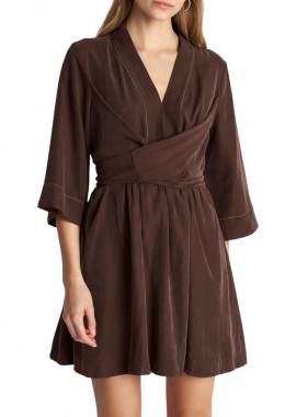 Φόρεμα Ale Μίνι Με Δέσιμο 8922871-BROWN Γυναικείο