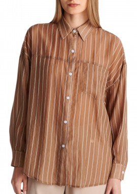 Πουκάμισο Μακρυμάνικο Ale Ριγέ 8922882-LIGHT BROWN Γυναικείο