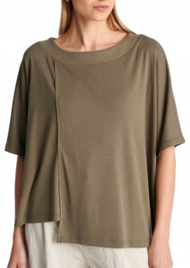 Μπλούζα Κοντομάνικη Ale Ασύμμετρη Με Κοντό Μανίκι 8923041-KHAKI Γυναικείο