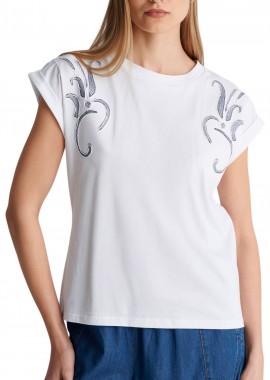 Μπλούζα Κοντομάνικη Ale Με Κέντημα 8923171-WHITE Γυναικείο