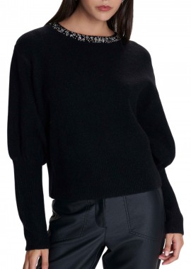 Μπλούζα Μακρυμάνικη Ale Πλεκτή Με Διακοσμητικά Στοιχεία 8P22920-BLACK Γυναικείο