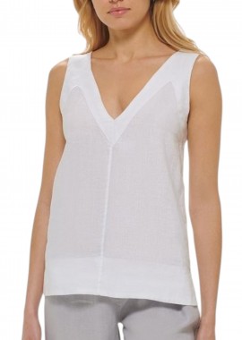 Μπλούζα Αμάνικη DKNY Με Λαιμό V P2RA7L58-WHT Γυναικείο