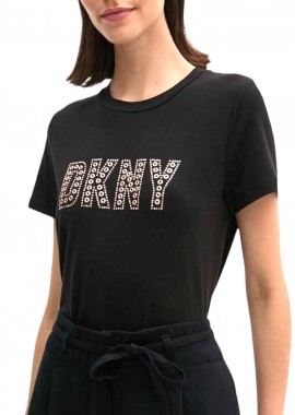 Μπλούζα Κοντομάνικη DKNY Logo Με Στρας Και Τρουκς P4EHFWNA-BLK-BLACK Γυναικείο
