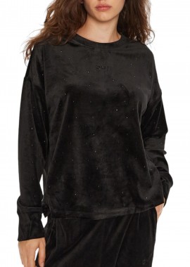 Μπλούζα Μακρυμάνικη DKNY Velour Με Στρας DP4T1061-BBL Γυναικείο