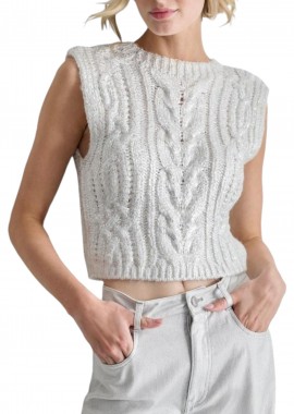 Πουλόβερ DKNY Αμάνικο DJ4R0359-IYS-IVORY-SLVR Γυναικείο