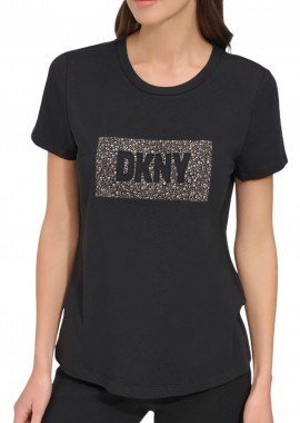 Μπλούζα Κοντομάνικη DKNY Logo Με Στρας P4RHYWNA-BLK-BLACK Γυναικείο
