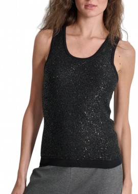 Μπλούζα Αμάνικη DKNY Sequin Yarn P4HSAT29-BBL Γυναικείο