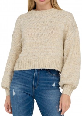 Πουλόβερ Only Celina Life Cropped O-Neck 15294807-Birch Γυναικείο