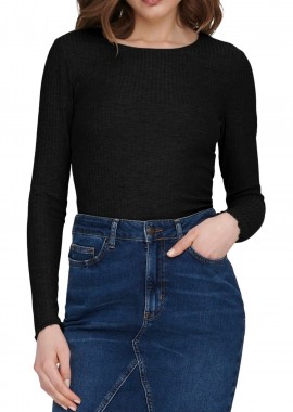 Μπλούζα Μακρυμάνικη Only Onlemma O-Neck Short 15298796-Black Γυναικείο
