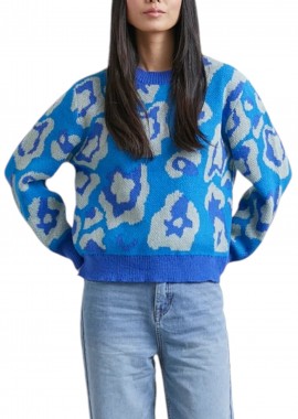 Πουλόβερ 24 Colours With Floral Design 41164b-BLUE Γυναικείο