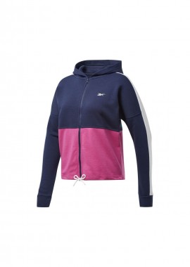 Reebok Training Essentials Γυναικεία Ζακέτα Φούτερ με Κουκούλα Μπλε FU2205