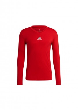 Adidas Team Base Ανδρική Αθλητική Μπλούζα Μακρυμάνικη με Λαιμόκοψη Τύπου V Κόκκινη GN5674
