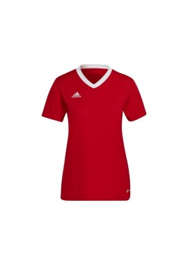 Adidas Entrada 22 Γυναικείο Αθλητικό T-shirt Fast Drying με V Λαιμόκοψη Κόκκινο H57571