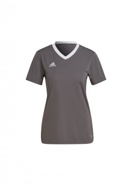 Adidas Entrada 22 Γυναικείο Αθλητικό T-shirt Fast Drying με V Λαιμόκοψη Team Grey Four H59848