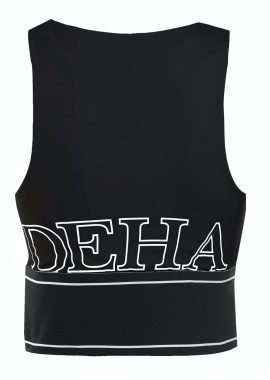 Deha B64401 Γυναικείο Crop Top Αμάνικο Καλοκαιρινό Μαύρο B64401-10009