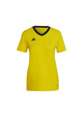 Adidas Entrada 22 Γυναικείο Αθλητικό T-shirt Fast Drying με V Λαιμόκοψη Κίτρινο HI2125