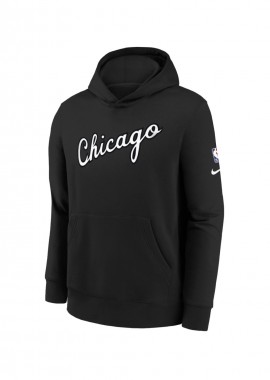 Nike Fleece Παιδικό Φούτερ με Κουκούλα και Τσέπες Μαύρο NBA Chicago Bulls EZ2B7FELN-BUL