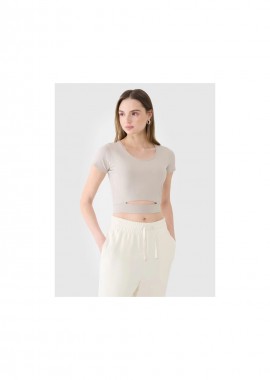 Women's crop top plain tshirt 4F 4FRSS25TTSHF269583S