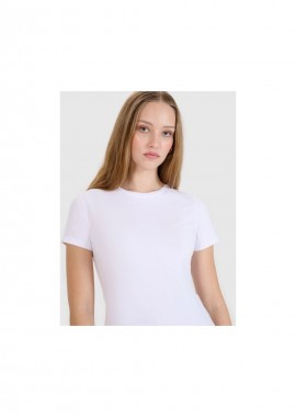 Women's slim plain T-shirt (2-pack) - Λευκό