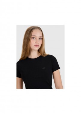 Women's slim plain T-shirt (2-pack) - Μαύρο