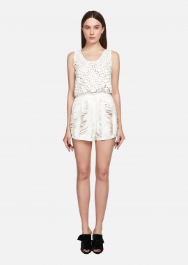 Shorts In White Crepe