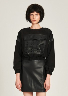 Blouse With Patch-Pocket In Black