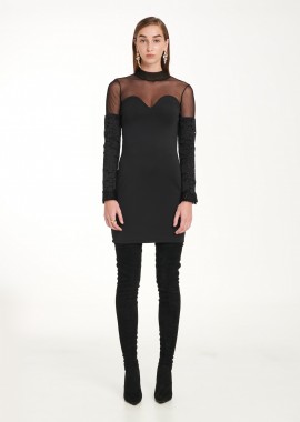 Strapless Dress In Black Scuba