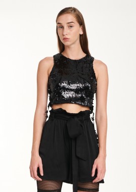 Tank Top In Black Sequin