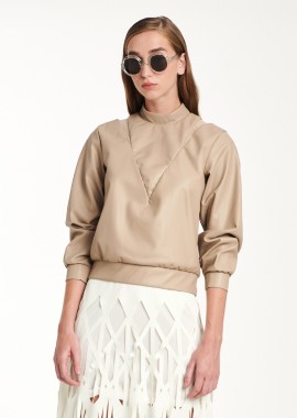 Sweater In Beige Eco Leather