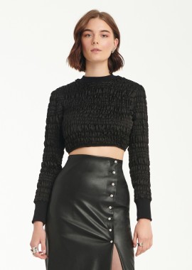 Long Sleeved Cropped Top In Black