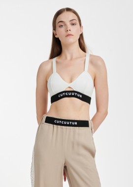 Logo Bralette Top in White