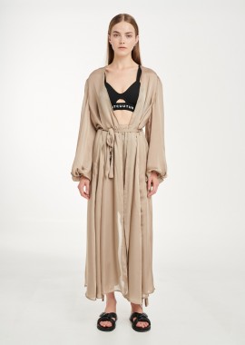 Cutcuutur - Sheer Robe In Taupe