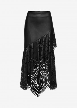 Cutcuutur - Long Leather Skirt in Black