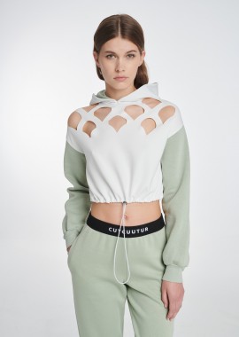 Cropped Hoodie in Mint