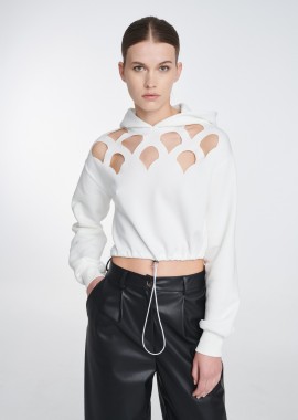 Cutcuutur - Cropped Hoodie in White