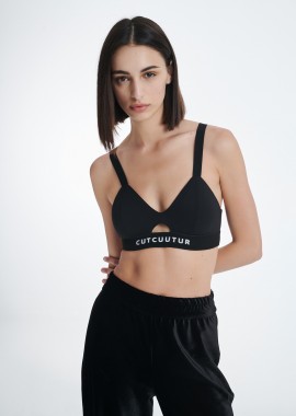 Logo Bralette Top in Black