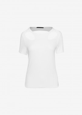 T-Shirt with Cut-Outs in White