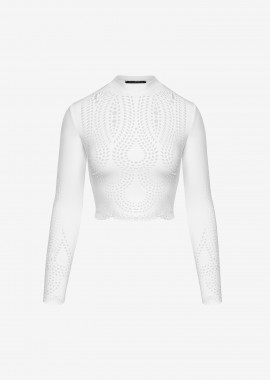 Cropped Long-Sleeved Top in White