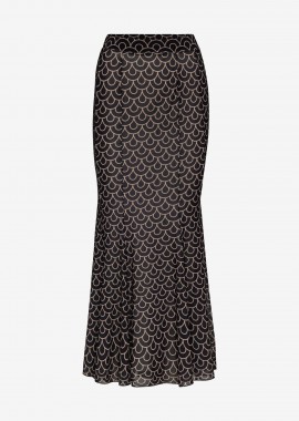Cutcuutur - Mesh Maxi Skirt in Black Print