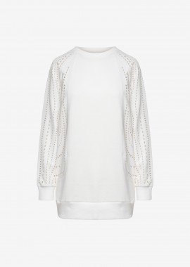 Sweatshirt with Reglan Sleeves in White