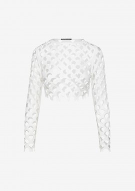 Cutcuutur - Long Sleeved Cropped Top in White